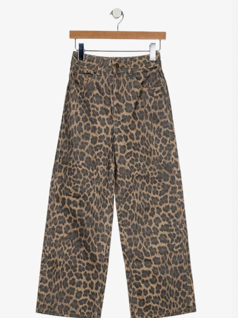 Sézane High-Rise Wide Leg Leopard/Cheetah Print Jeans